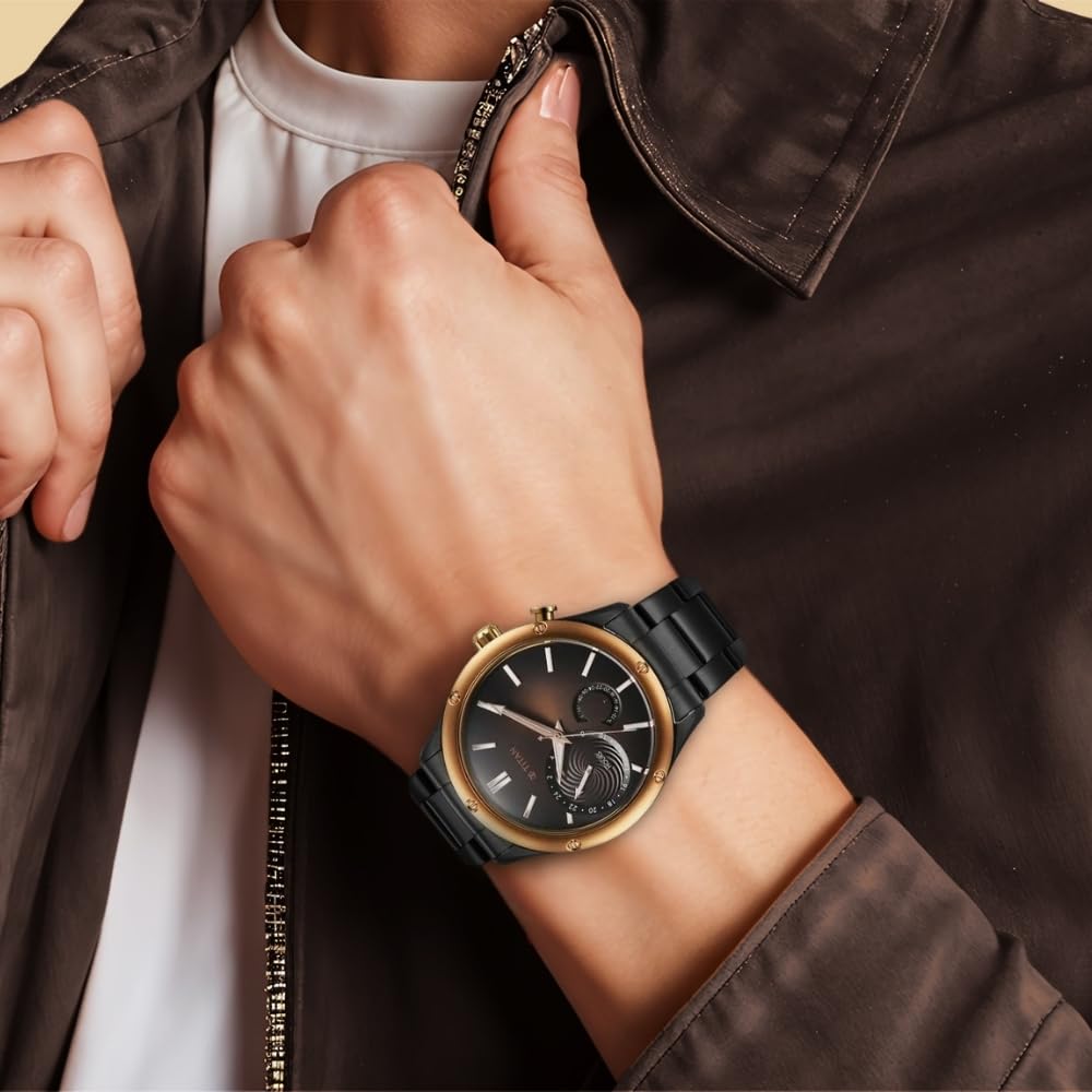 Titan Stellar Quartz Multifunction Brown Dial Watch for Men - 10009KM02 - KRISHNA WATCH COMPANY