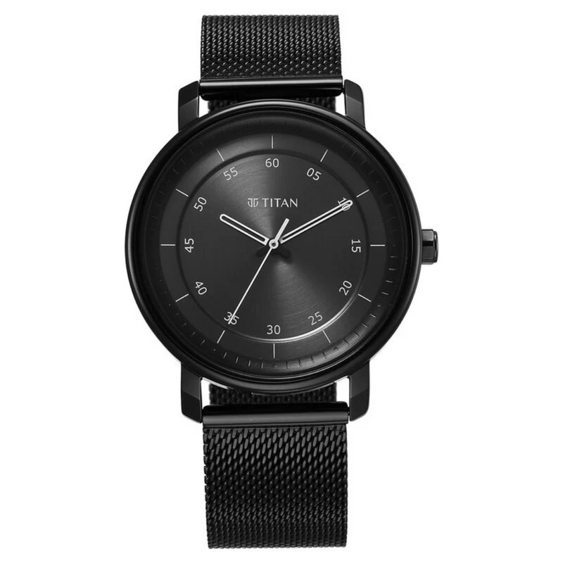 Titan Workwear Quartz Analog Anthracite Dial Leather Strap Watch for Men - 1884NM01 - KRISHNA WATCH COMPANY