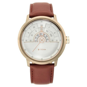 Titan Grandmaster Leather Strap Watch for Men 1828QL02 - KRISHNA WATCH COMPANY