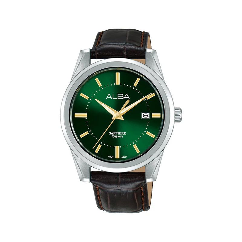 Alba Forest Green Dial With Leather Strap AS9V29X1