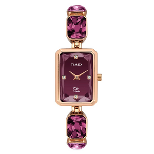Timex Fria Women's Maroon Dial Rectangular Case 2 Hands Function Watch TWEL16903 - KRISHNA WATCH COMPANY