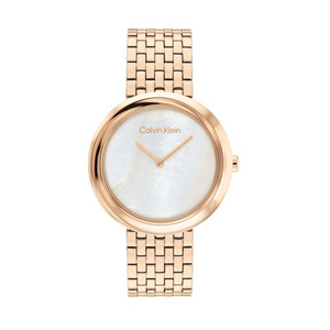 Calvin Klein Twisted Bezel Quartz White Round Dial Women's Watch - 25200322 - KRISHNA WATCH COMPANY