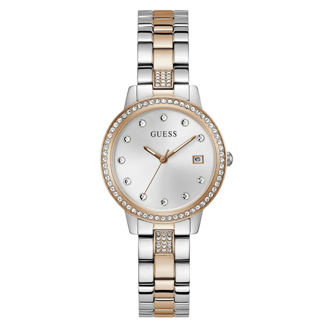 Guess Women's Watch Silver & Rose Gold Tone Case Quartz GW0725L2 - KRISHNA WATCH COMPANY