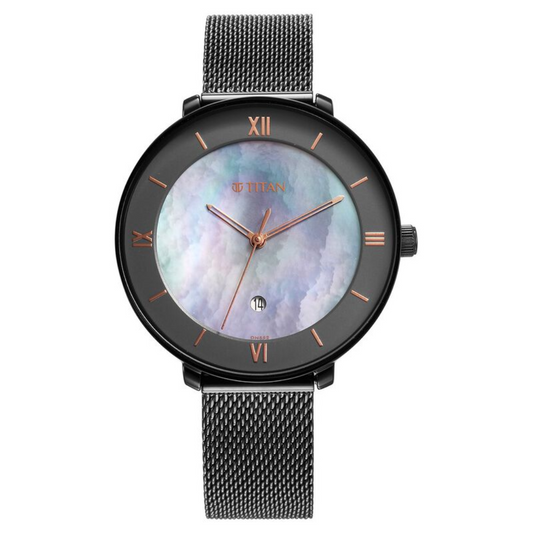 Titan Workwear Mother Of Pearl Dial Stainless Steel Strap Watch for Women 2651QM04