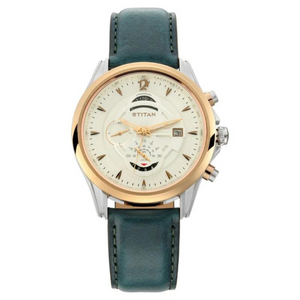 Titan Maritime White Dial Chronograph Leather Strap Watch for Men - 1830KL01 - KRISHNA WATCH COMPANY
