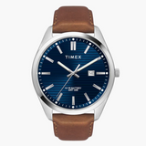 Timex E Class Male Blue Analog Leather Watch TWTG10408