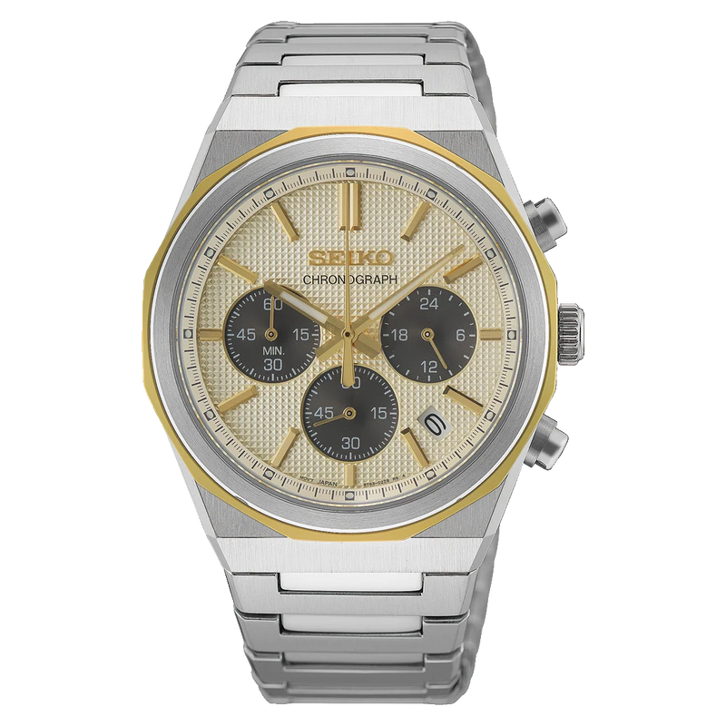 Seiko Chronograph with Textured Champagne Dial - HGK001P1