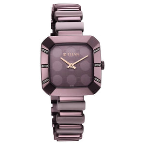 TITAN Glitz Purple Dial Metal & Plastic Strap Watch for Women 95208QD01 - KRISHNA WATCH COMPANY