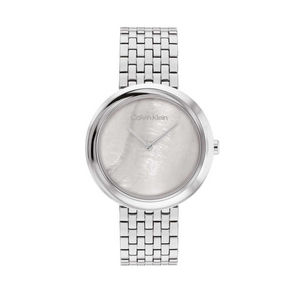 Calvin Klein Twisted Bezel Quartz Grey Round Dial Women's Watch - 25200320 - KRISHNA WATCH COMPANY