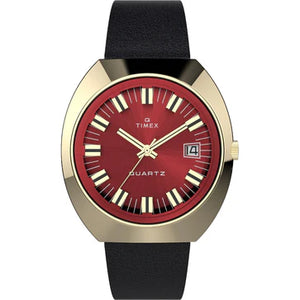 Timex Men Burgundy Stainless Steel Tonneau Dial Analog Watch- TW2V25400U9 - KRISHNA WATCH COMPANY