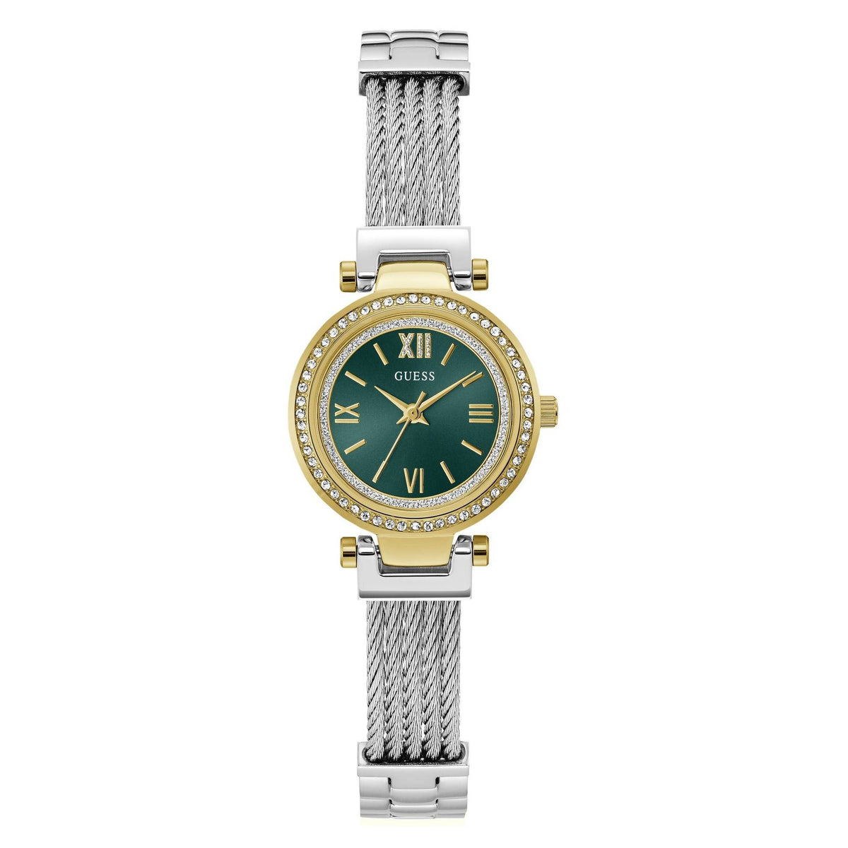 Guess Women Quartz Green Dial Analog Mesh Watch GW1076L3