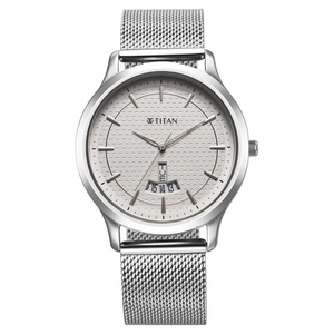 Titan Karishma Quartz Analog Silver Dial Stainless Steel Strap Watch for Men 1825SM10 - KRISHNA WATCH COMPANY