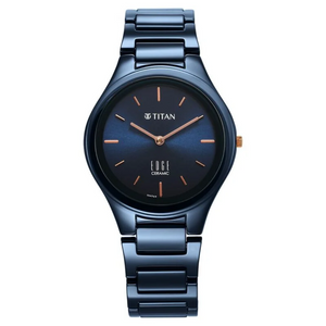 Titan Edge Ceramic Blue Dial Analog Ceramic Strap watch for Women 2653QC03 - KRISHNA WATCH COMPANY