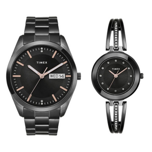 Timex Pairs Black Round Analog Dial Watch - TW00PR310 - KRISHNA WATCH COMPANY