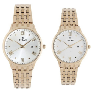 Titan Bandhan Rose Gold Dial Stainless Steel Strap Watches NP9400194201WM01 - KRISHNA WATCH COMPANY