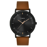 Timex Men Black Round Analog Brass Dial Watch - TW0TG8016