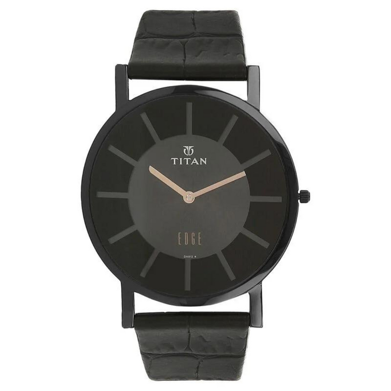 Titan Quartz Analog Black Dial Leather Strap Watch for Men 1595NL01 - KRISHNA WATCH COMPANY