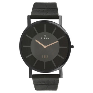 Titan Quartz Analog Black Dial Leather Strap Watch for Men 1595NL01 - KRISHNA WATCH COMPANY