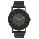 Titan Quartz Analog Black Dial Leather Strap Watch for Men 1595NL01