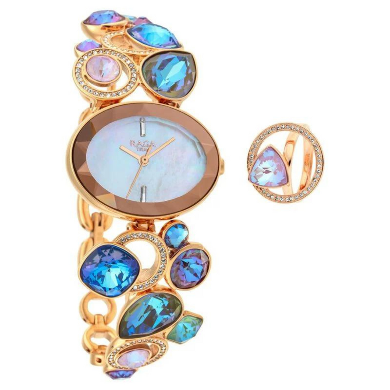 Titan Raga Moments Of Joy Mother of Pearl Dial Women Watch With Metal Strap 95126WM01F