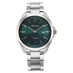 Titan Titanium Quartz Analog Green Dial Watch for Men - 90177TM02 - KRISHNA WATCH COMPANY