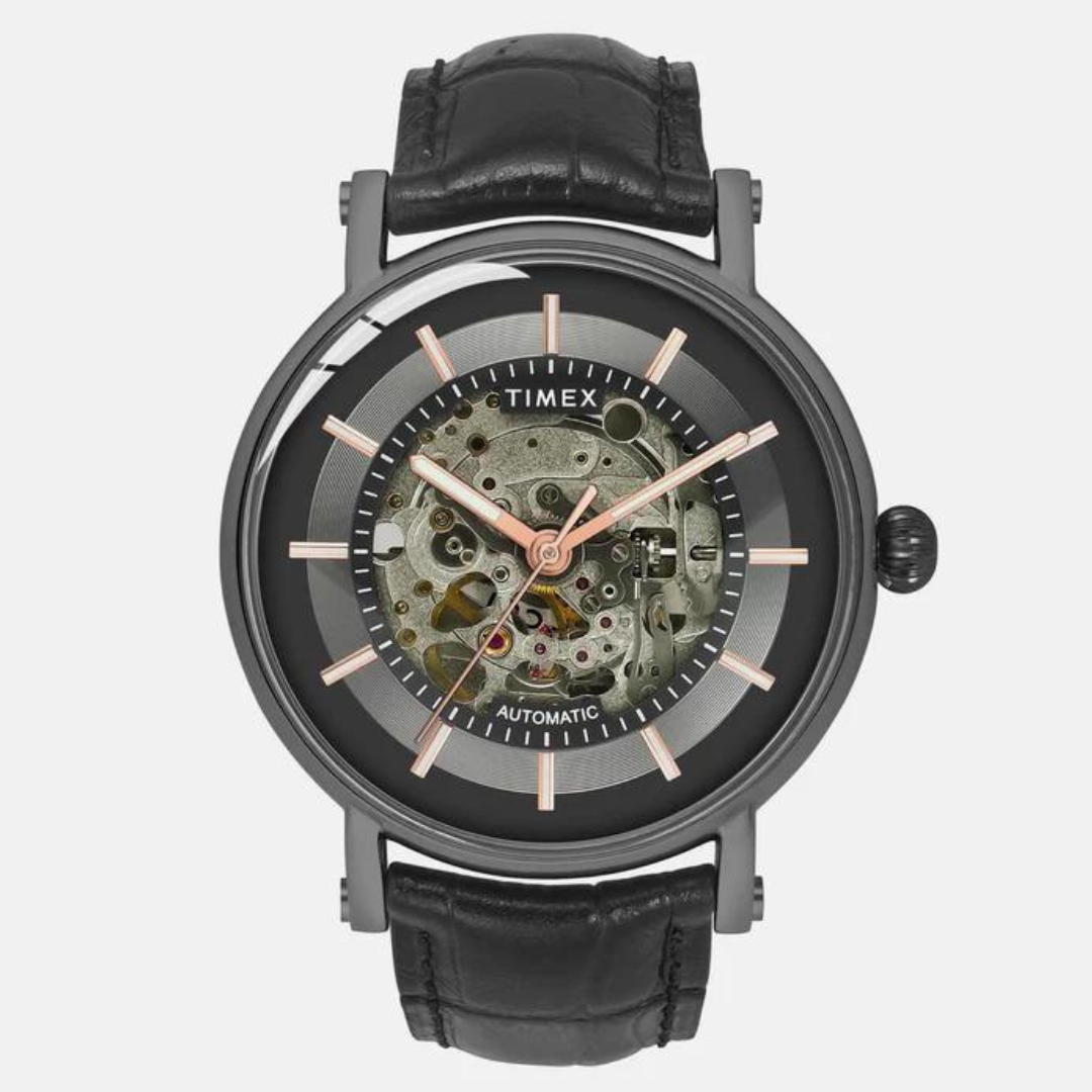 Timex E Class Male Black Analog Leather Watch TWEG16720