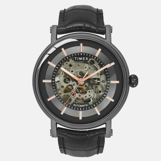 Timex E Class Male Black Analog Leather Watch TWEG16720