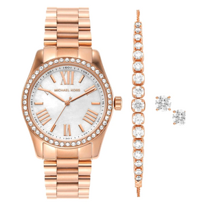 Michael Kors Lexington Analog Watch for Women With Bracelet & Earrings MK1088SET - KRISHNA WATCH COMPANY