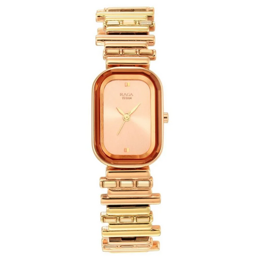 Titan Raga Love All Rose Gold Dial Analog Metal Strap Watch for Women 95154KM01