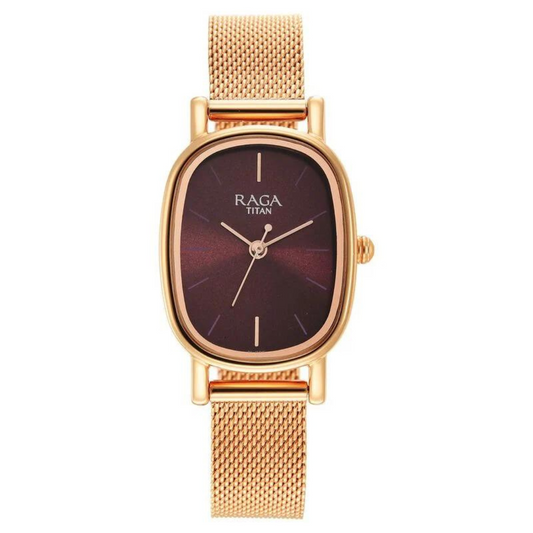 Titan Raga Viva Brown Dial Analog Stainless Steel Strap Watch for Women 2665WM01