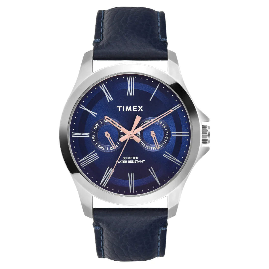 Timex Men Blue Round Analog Dial Watch- TW000X132