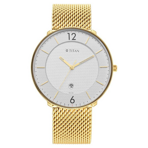 Titan Black & Gold Silver Dial Stainless Steel Strap Watch 1849YM01 - KRISHNA WATCH COMPANY