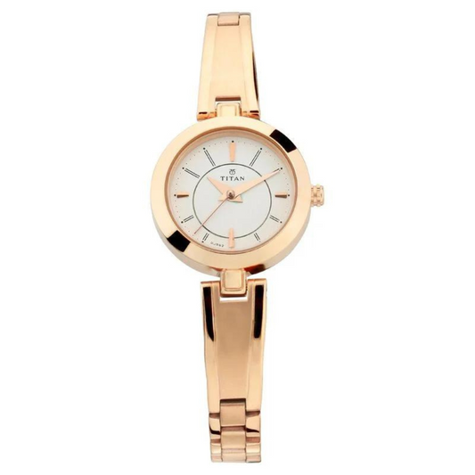 Titan Quartz Analog Silver Dial Metal Strap Watch for Women NS2598WM01