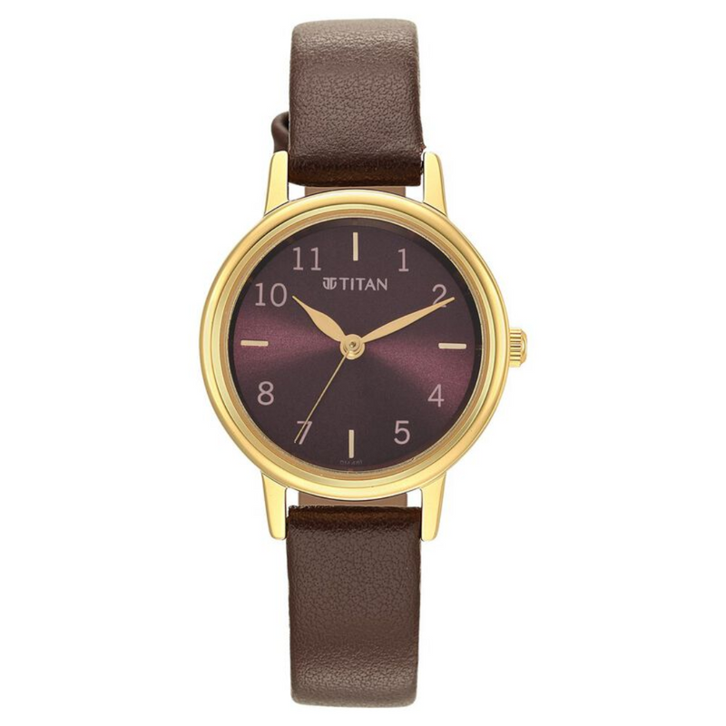 Titan Karishma Brown Dial Leather Strap Watch for Women 2678YL02 - KRISHNA WATCH COMPANY