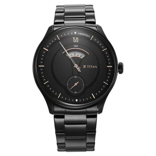 Titan Quartet Black Dial Analog Stainless Steel Strap watch for Men NS1890NM01