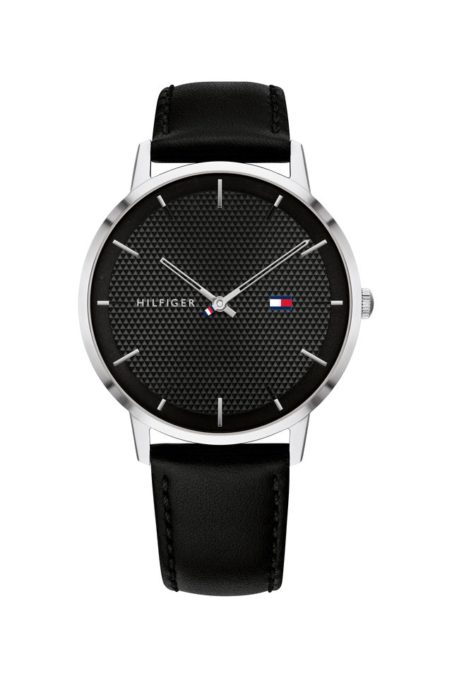 Tommy Hilfiger Mens Black Leather Analogue Watch - TH1791651 - KRISHNA WATCH COMPANY