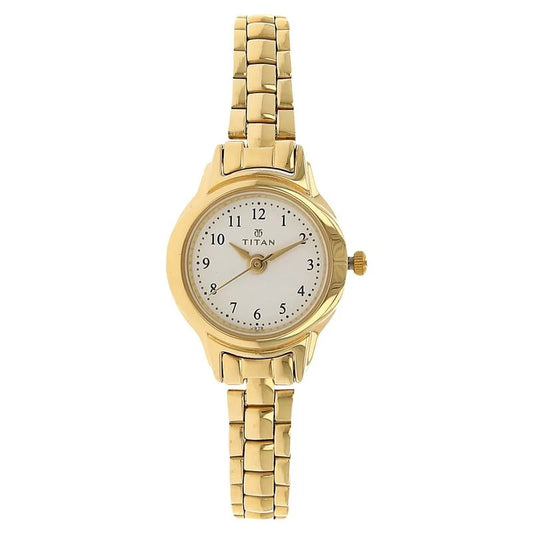 Titan Quartz Analog White Dial Stainless Steel Strap Watch for Women / 2401YM01