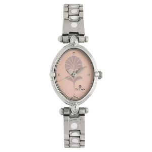 Titan Pink Dial Silver Stainless Steel Strap Watch 2419SM01 (DE875) - KRISHNA WATCH COMPANY