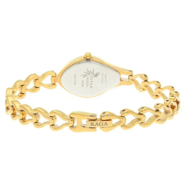 Titan Raga White Dial Women Watch With Metal Strap 2457ym01