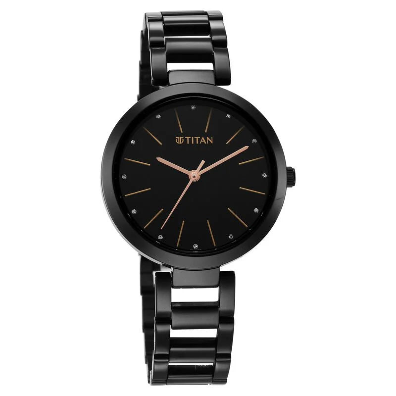 Titan Workwear Quartz Analog Black Dial Black Watch for Women - 2480NM01 - KRISHNA WATCH COMPANY