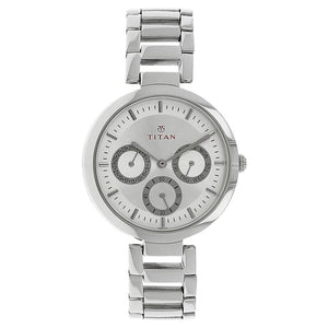 Titan Quartz Analog Silver Dial Stainless Steel Strap Watch for Women NR2480SM03 - KRISHNA WATCH COMPANY