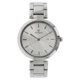 Titan Workwear Silver Dial Women Watch With Stainless Steel Strap  2480SM07