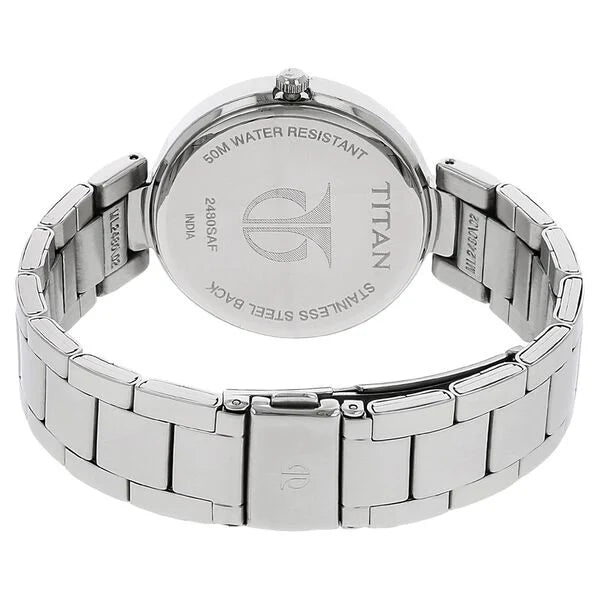 Titan Workwear Silver Dial Women Watch With Stainless Steel Strap  2480SM07