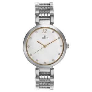 Titan Sparkle White Dial Analog Stainless Steel Strap watch for Women 2480SM09 - KRISHNA WATCH COMPANY