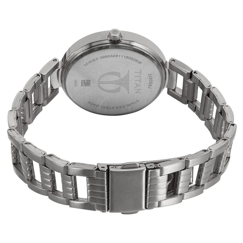 Titan Sparkle White Dial Analog Stainless Steel Strap watch for Women 2480SM09