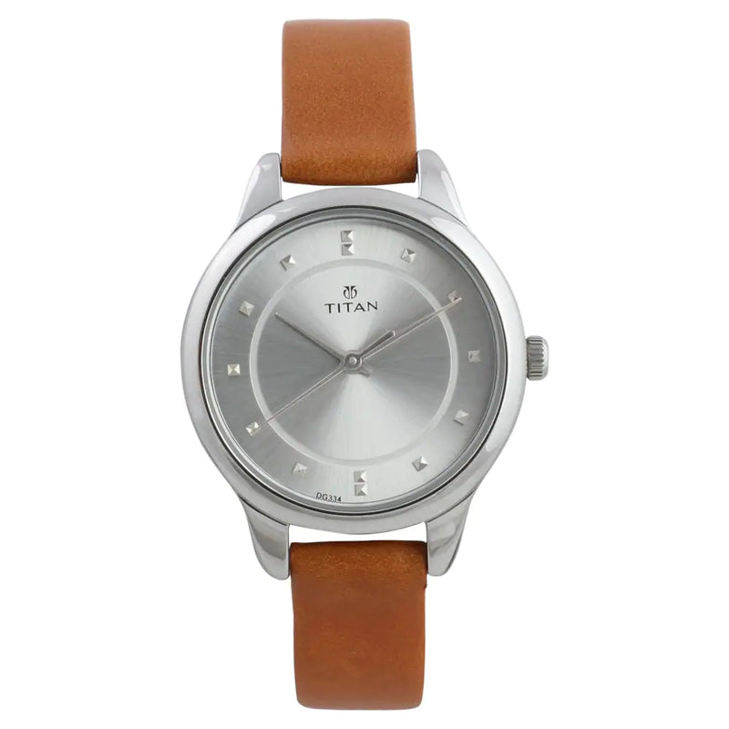 Titan Workwear Watch with Silver Dial & Leather Strap - 2481SL06 - KRISHNA WATCH COMPANY