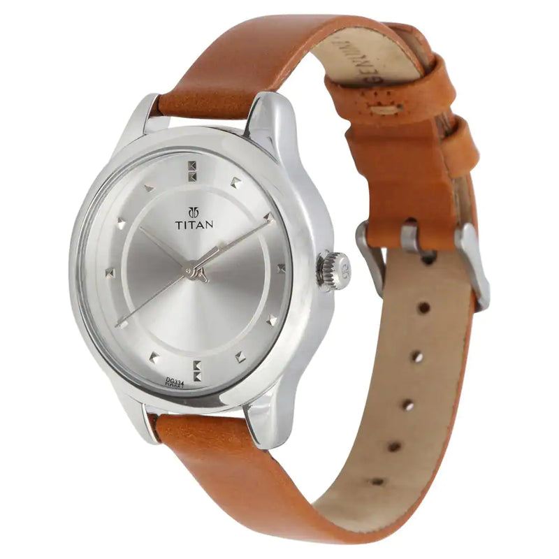 Titan Workwear Watch with Silver Dial & Leather Strap - 2481SL06 - KRISHNA WATCH COMPANY