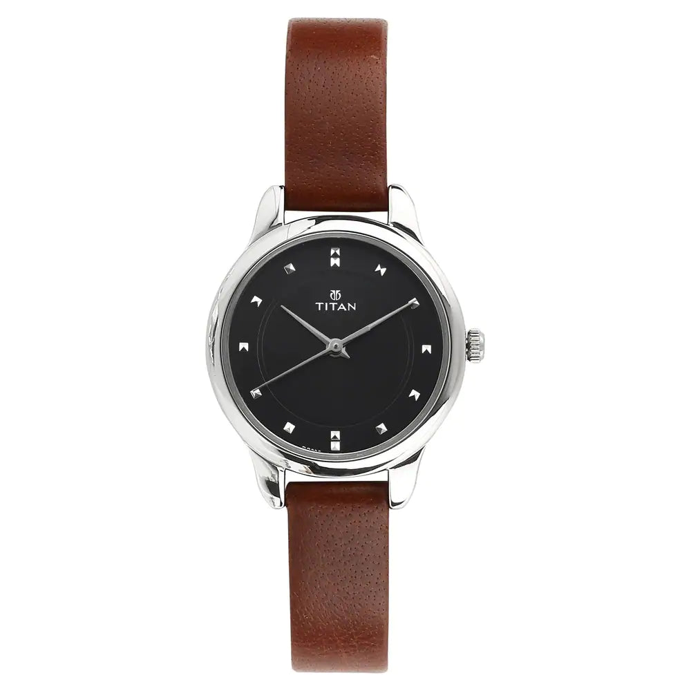 TITAN Workwear Watch with Black Dial & Leather Strap 2481SL07
