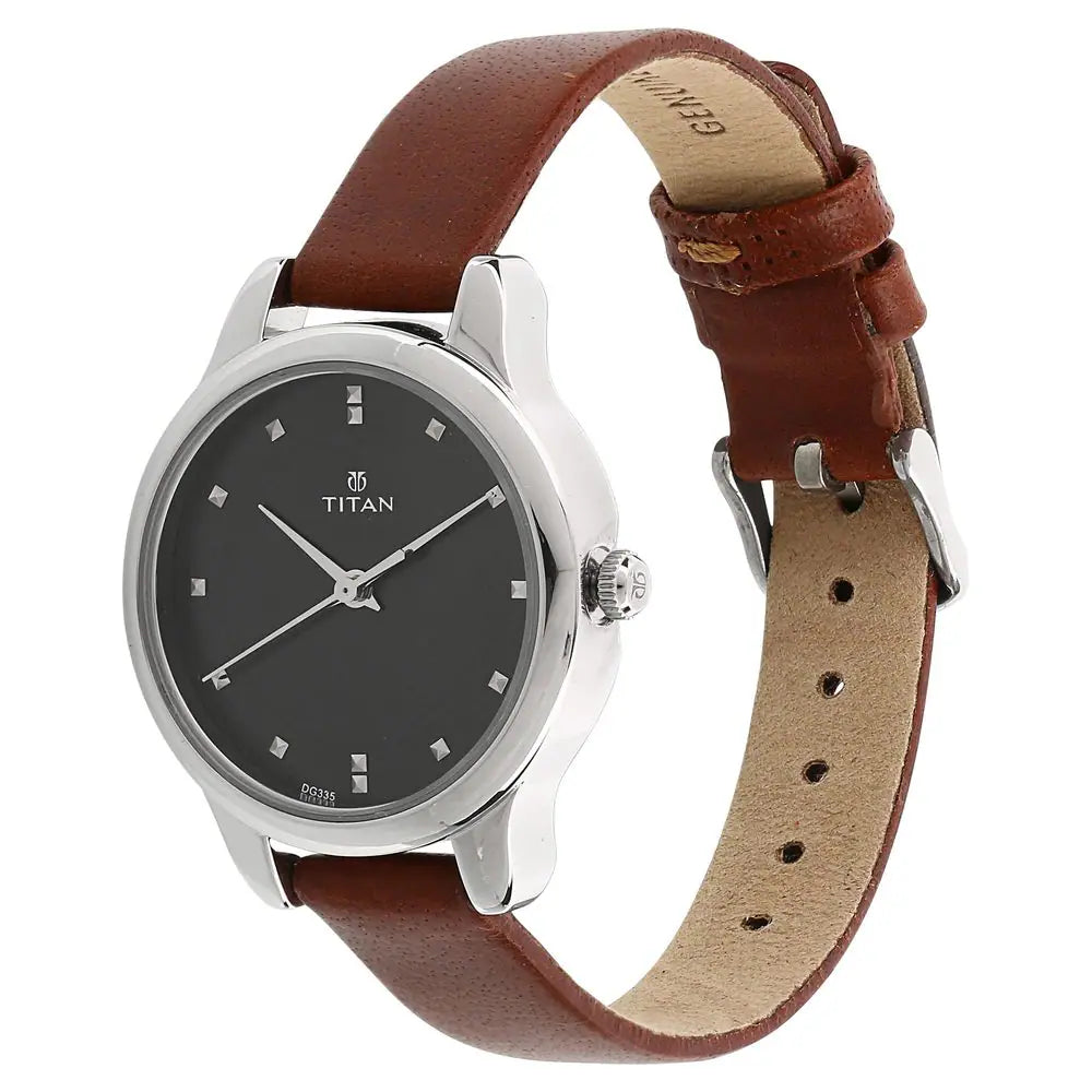 TITAN Workwear Watch with Black Dial & Leather Strap 2481SL07