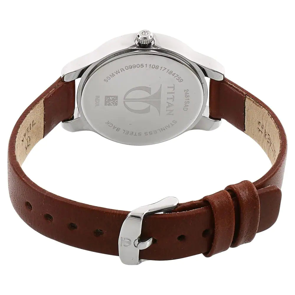 TITAN Workwear Watch with Black Dial & Leather Strap 2481SL07